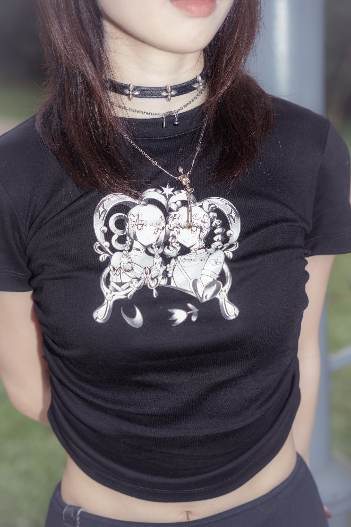 PRISM - Cropped T-Shirt - FAF Black and White Drawing