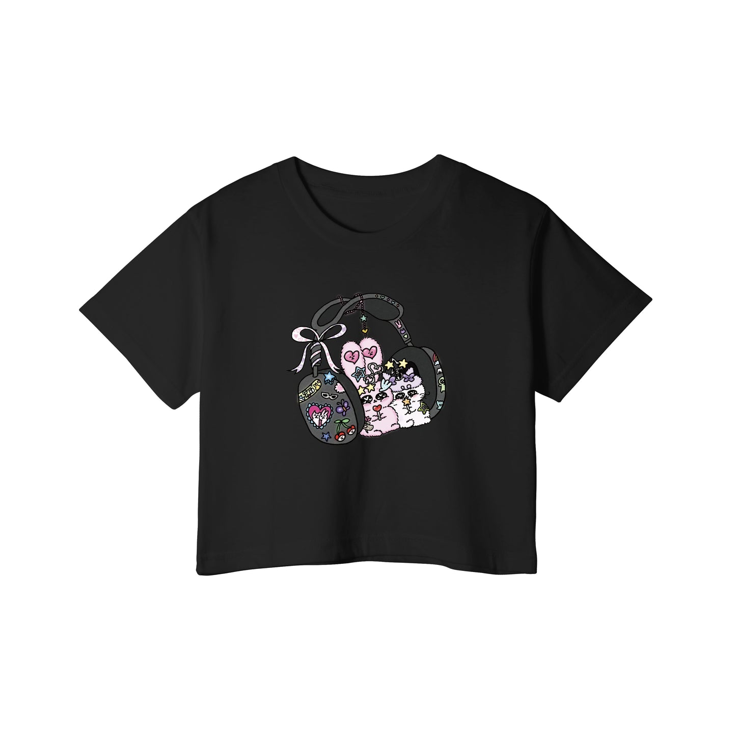 PRISM x Zit Zit - "Earphone" Cropped Baby Tee (Black)