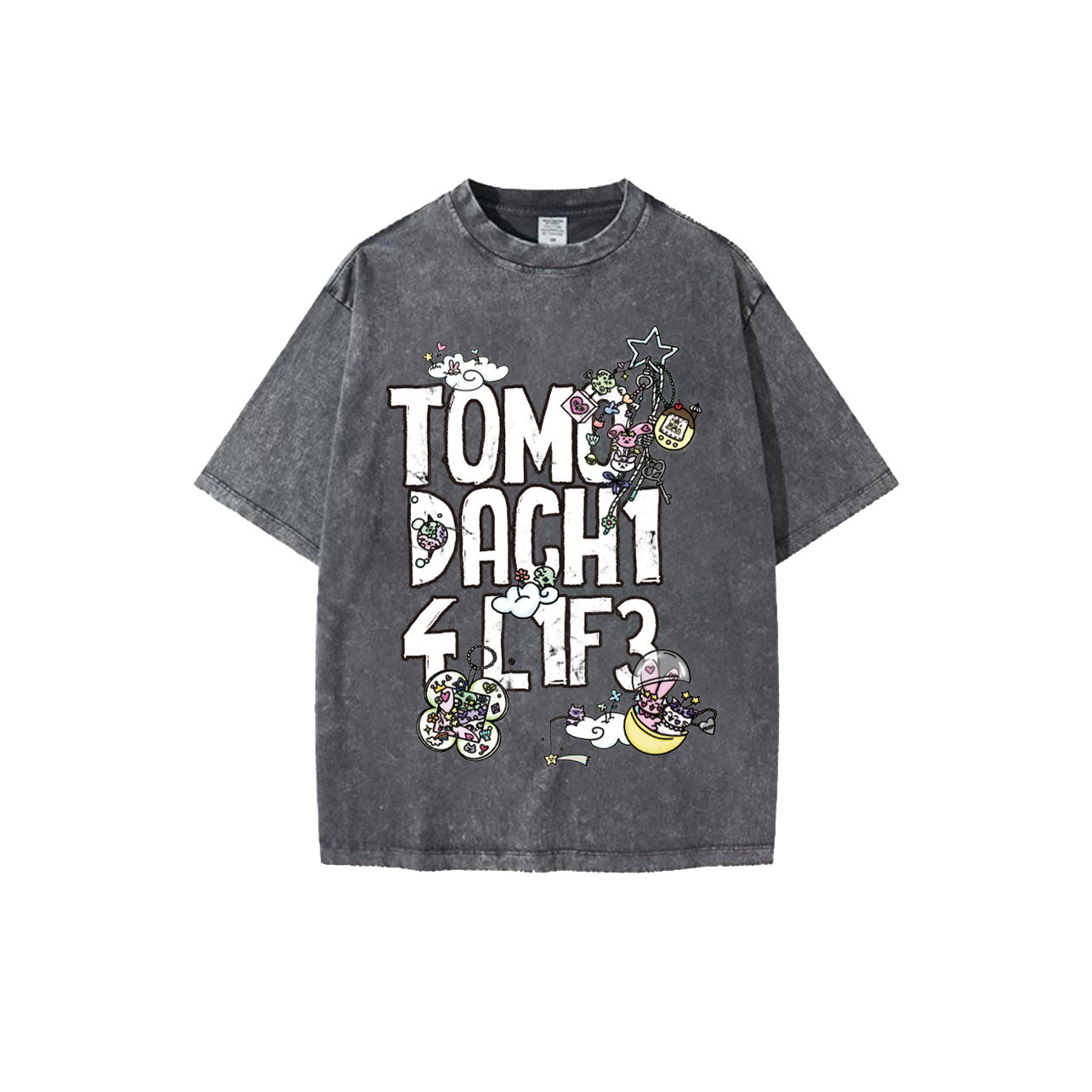 PRISM x Zit Zit - "TOMODACHI 4 L1F3" Washed Oversized Tee (Black)