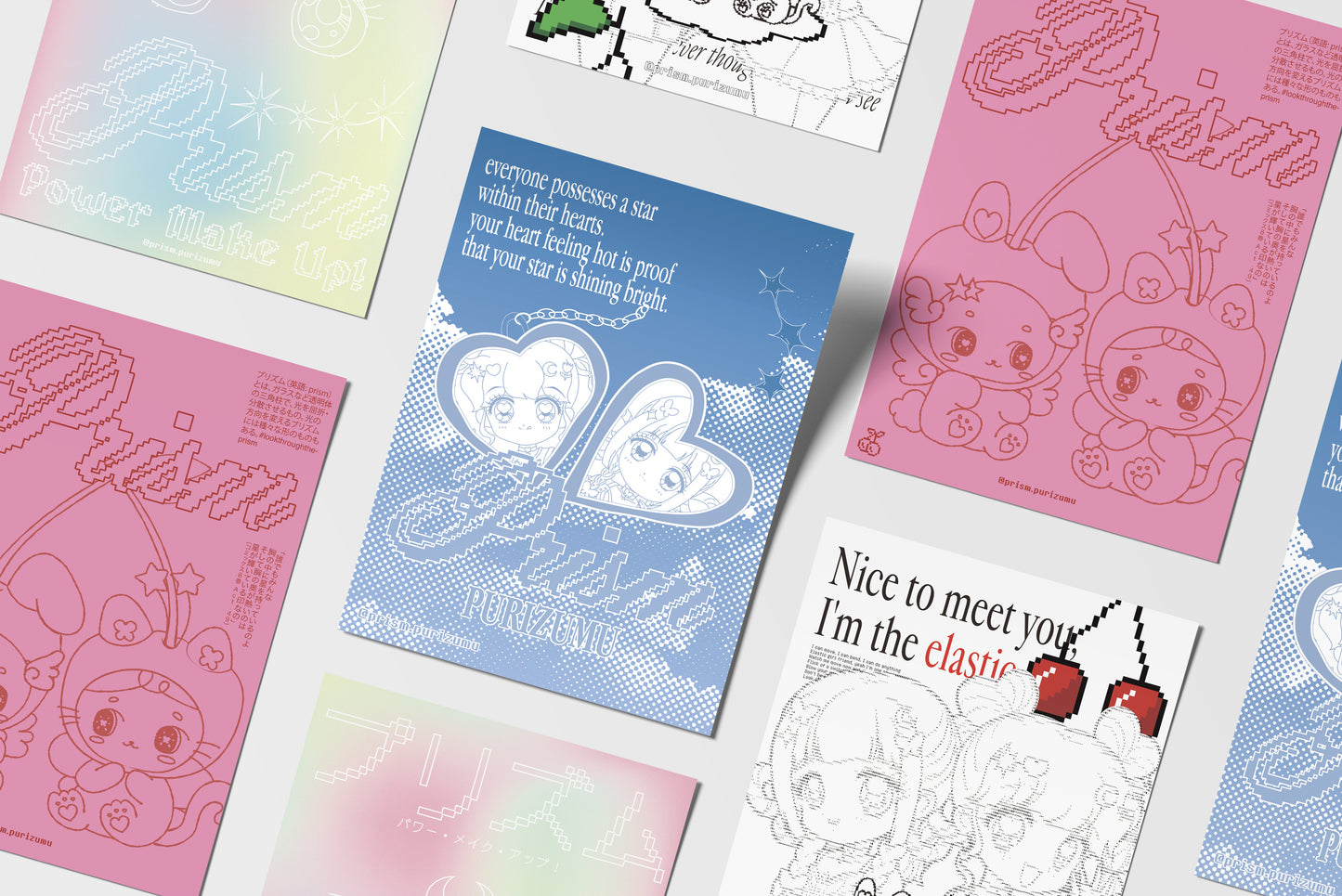 PRISM - A4 Poster Set of 4 - (Blue Sky, Cherry, Prism Power Make-up, Elastic Girl)