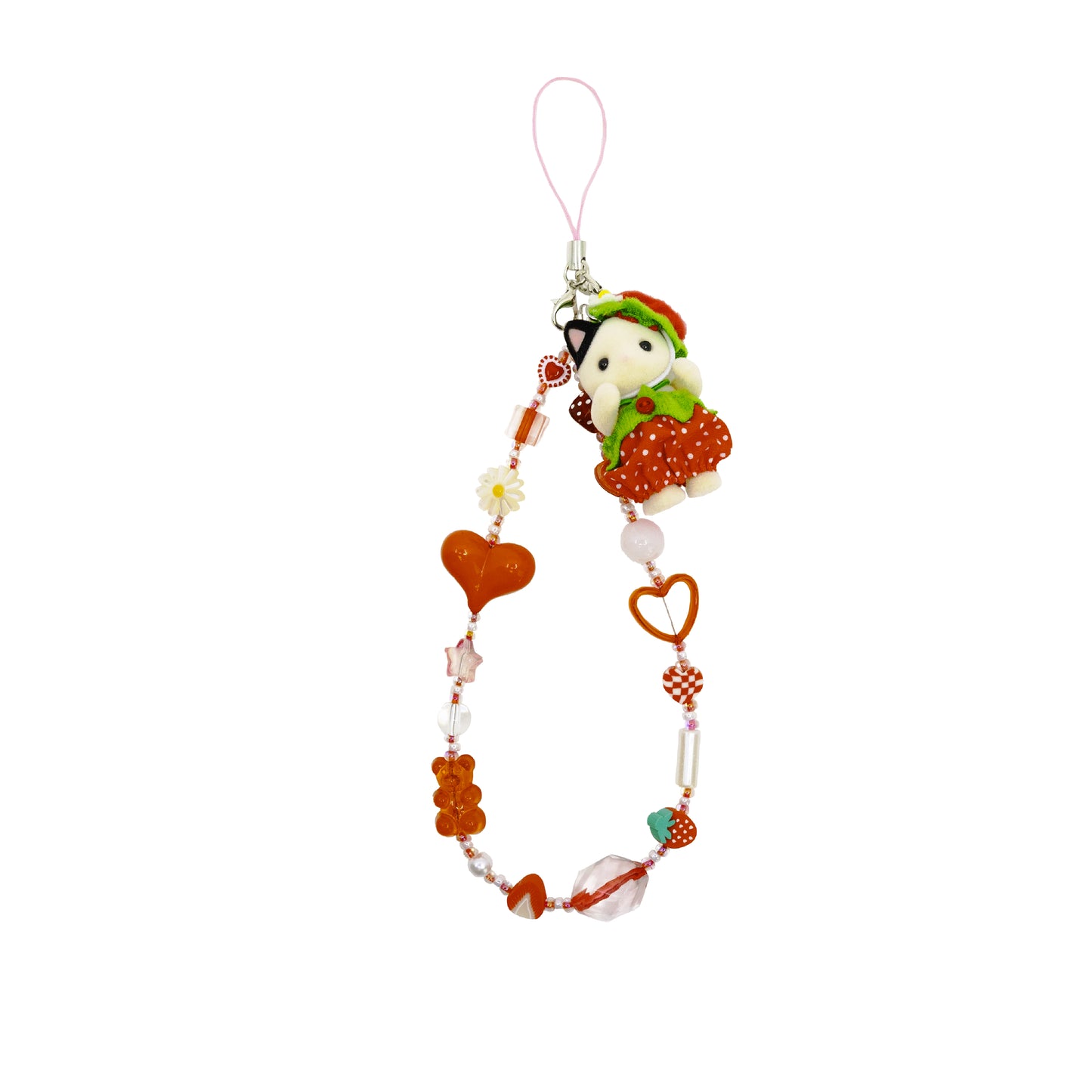 Mangekyo - Sylvanian Families v3 - Tuxedo Cat (Strawberry) Phone Charm