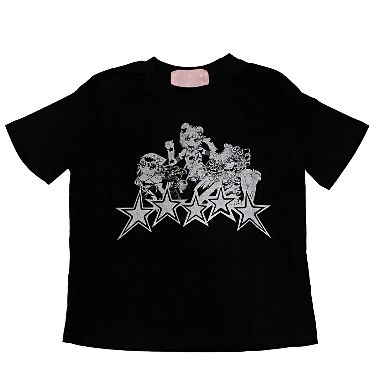 Slim Fit T-Shirt White - PRISM x Taffy.Eye - Crop T-Shirt - 5 Stars (Black)