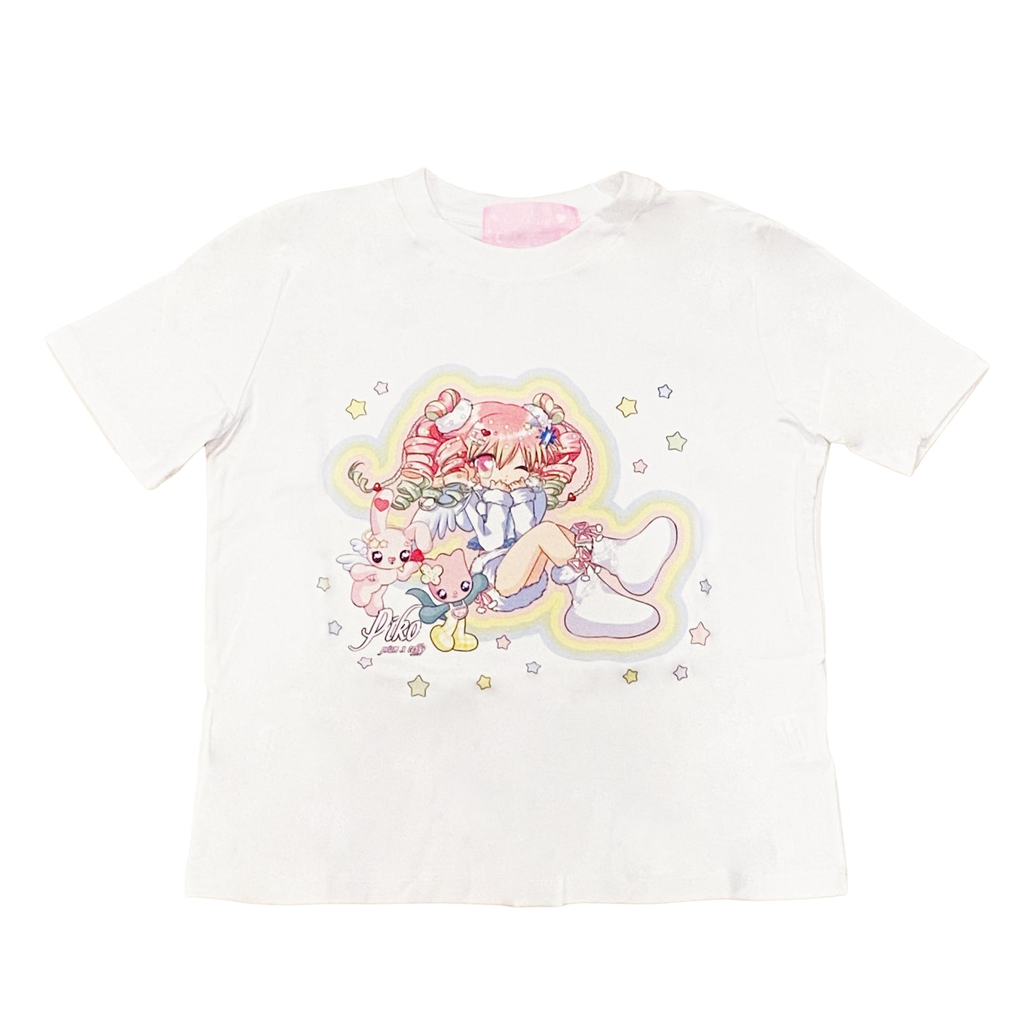Slim Fit T-Shirt White - PRISM x Taffy.Eye - Crop T-Shirt - Piko (Chibi Style)