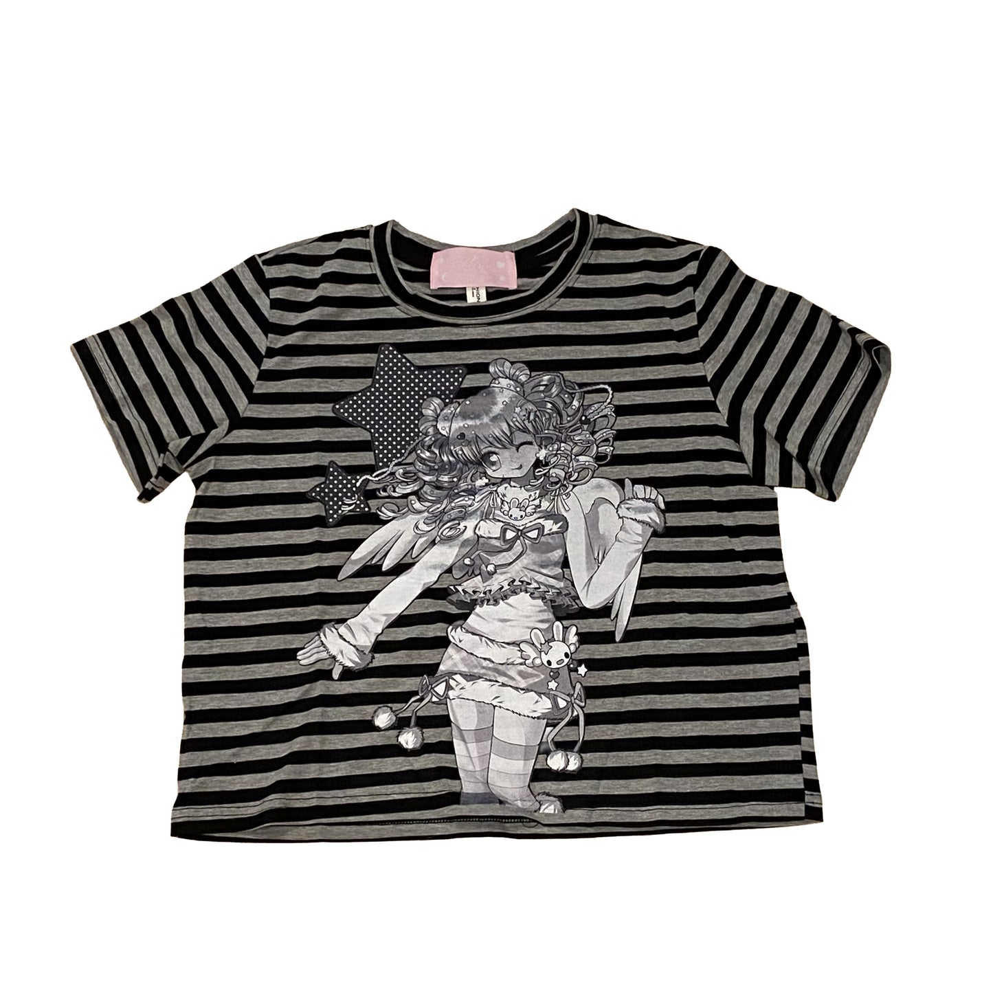 Slim Fit T-Shirt White - PRISM x Taffy.Eye - T-Shirt - Monochrome Piko (Black and Grey Stripes)