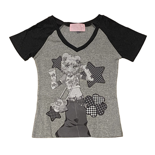 Slim Fit T-Shirt White - PRISM x Taffy.Eye - Raglan T-Shirt - Monochrome Hoshi