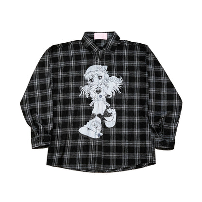 PRISM x Taffy.Eye - Button Down Shirt - Black Checker - Monochrome Chou Chou