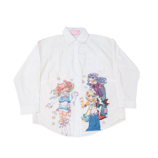 PRISM x Taffy.Eye - Button Down Shirt - White - Piko, Chou Chou, Hoshi