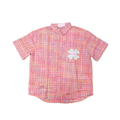 PRISM - Button Down Crinkle Shirt - Pink Checker - Piko, Chou Chou and Hoshi